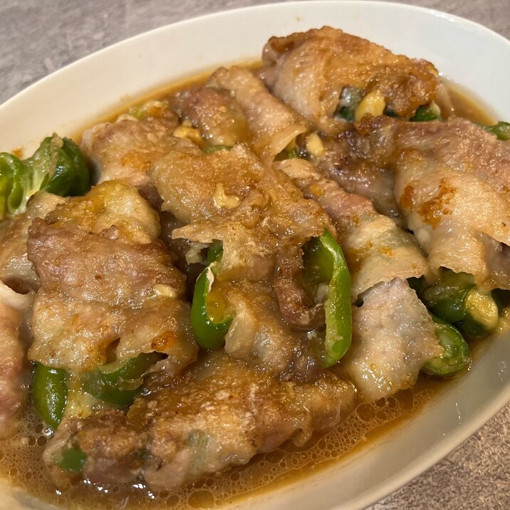 ピーマンの肉巻き めんつゆ煮
